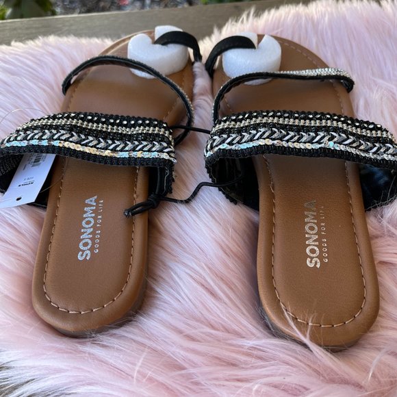 Sonoma Boho Slide Sandals With Bling Women Size Small - Picture 6 of 8